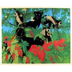 Russ Elliot, Puma and Monkeys, Serigraph