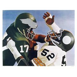 Robert Lambaise, Football, Eagles Steelers, Lithograph