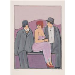 David Schneuer, People in Pink, Lithograph