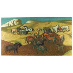 Millard Owen Sheets, Brood Mare Pasture, Lithograph