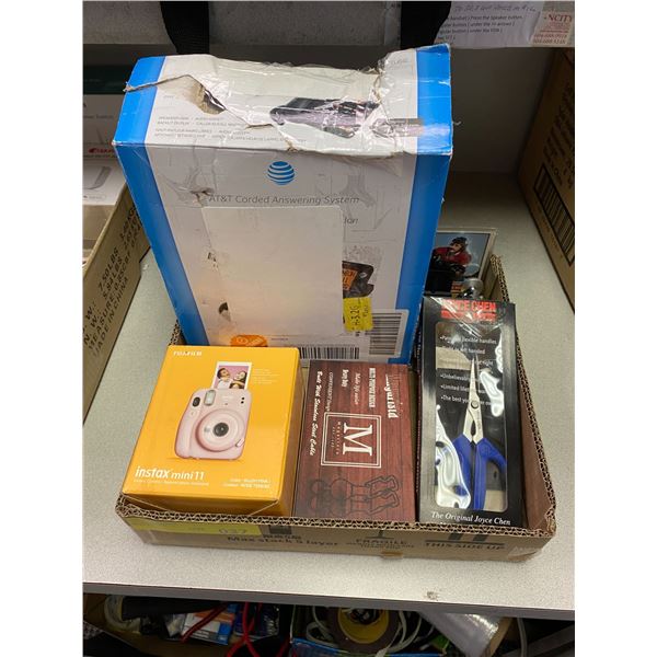 Group of Misc. Household Items - Fuji Instax Mini11 - AT&T Corded Answering System, Scissors, Mini T