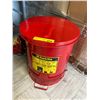 Image 1 : Justrite Oily Waste Can with Foot Control - Painted Red Metal Can