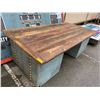 Image 2 : Large Double Pedestal Work Bench with Faux Side Drawers - Wood Plank Top - 108 x 56 x 37 1/2in