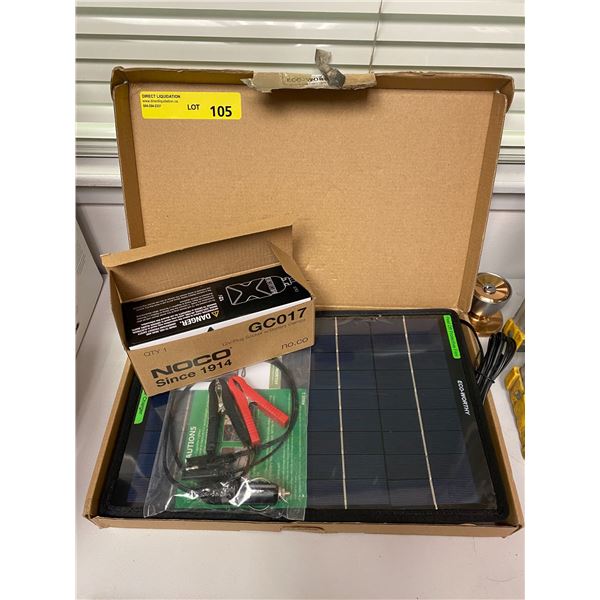 Solar Trickle Charger with12V Plug Socket and Battery Clamps