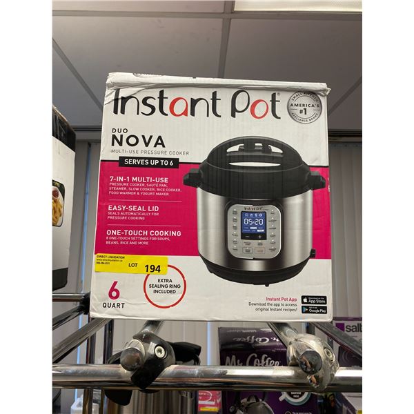 InstaPot Duo Nova Multi-Use Pressure Cooker 6 Quart