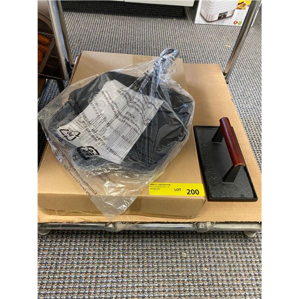 Cast Iron Square Frying Pan & Cuisinart Cast Iron Meat Press