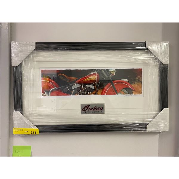 Indian Motorcycle Framed Limited Edition Print 12/246 - approx. 25in x 14 1/2in Glen Green