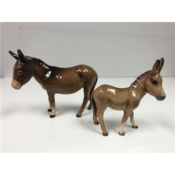 Beswick England - two donkeys - Excellent Condition - largest is  approx. 4 1/2in tall