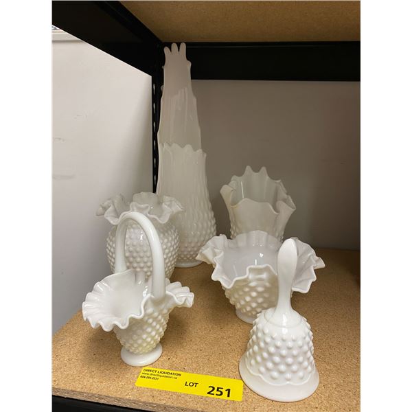 Hobnail Milk Glass - 6 pieces - Excellent Condition - unknown manufacturer