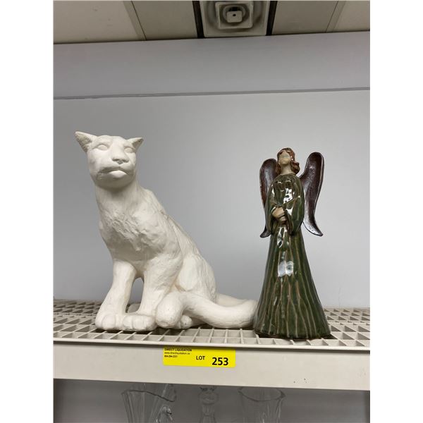 Angel - 14in tall (8072-2 on bottom) and Cat (BU on bottom) 13in tall