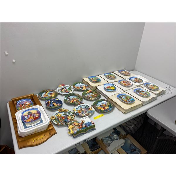 Winnie The Poo - collector Plates - approximately 21 plates and Wood Calendar - missing Jan and Mar