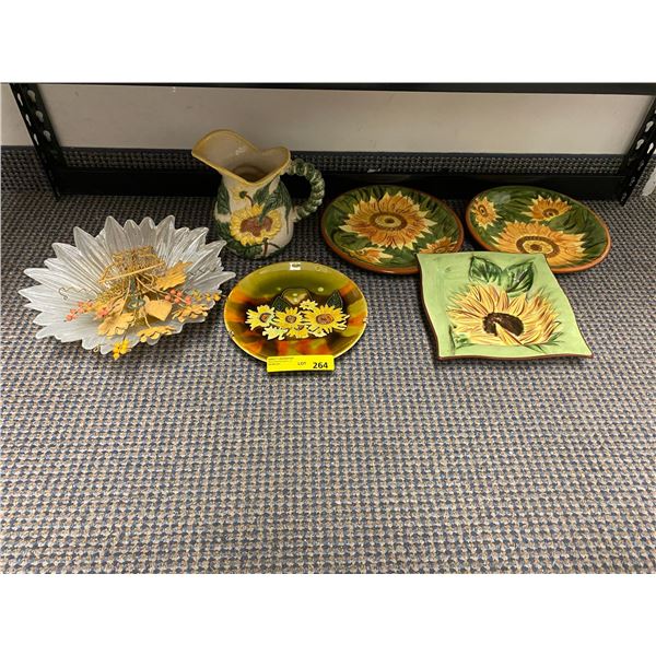 Sunflower Collection of Plates and Jug plus Home Décor Piece - made in USA/China