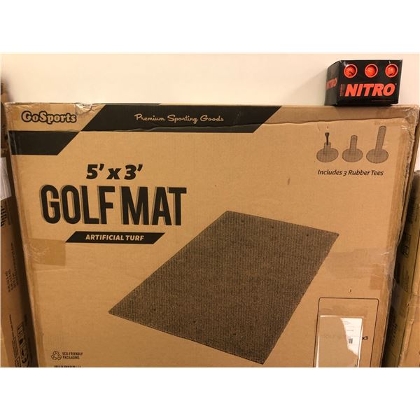 5ft x 3ft Golf Mat - Artificial Turf and Box of 12 Nitro Orange Golf Balls