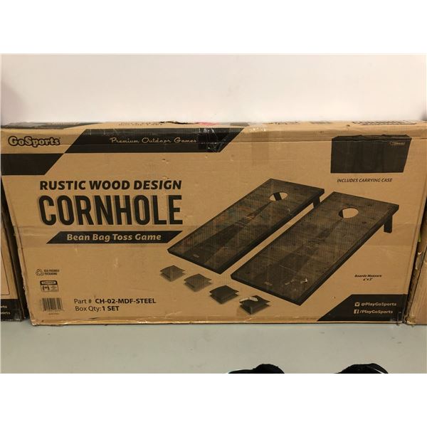 GoSports Rustic Wood Design Cornhole - Bean Bag Toss Game