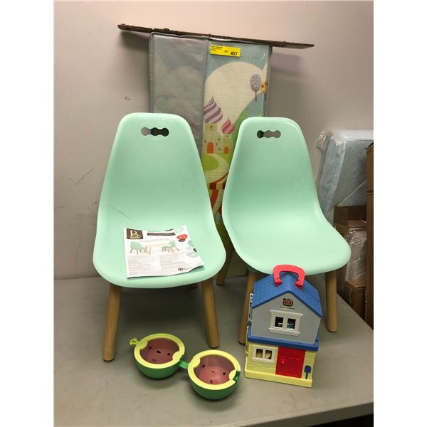 Cocomelon House and SkipHop Watermelon plus Two Children's Modern Chairs (one has crack) plus Foldab