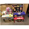Image 1 : Group of Kids Toys - Lite Brite, Happy Nappers Sleeping Bag, Little Red Toy Wagon Calico Critters Pl