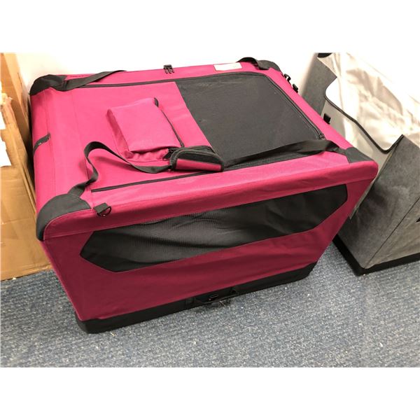 Amazon Basics - Wine Coloured Collapsible Travel Pet Crate with zippered openings - 36 x 24 x 24in