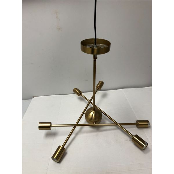 Brass Finish Abstract Chandelier - 6 lights