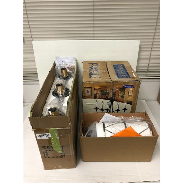 Group of Misc. Lights - Aria Collection Chandelier, Hanging Pendant Light Fixture and Stainless Cage