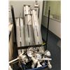 Image 1 : Group Lot of used Fluorescent light fixtures and Spotlights with Rolling metal bin