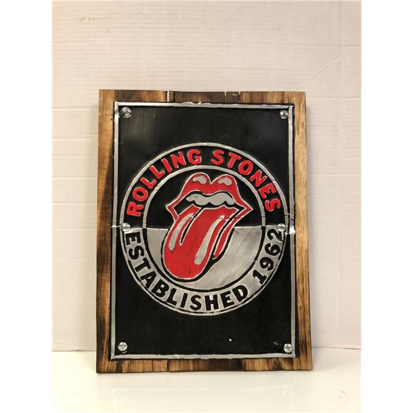 Rolling Stones Wood Reproduction Sign - approx. 12 x 15in