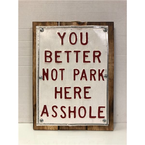 You Better Not Park Here Asshole - approx. 12 x 15in