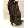Image 3 : NAUGHTY - Ladies Brown Swede Boots with Fringe - Size 6 - NEW