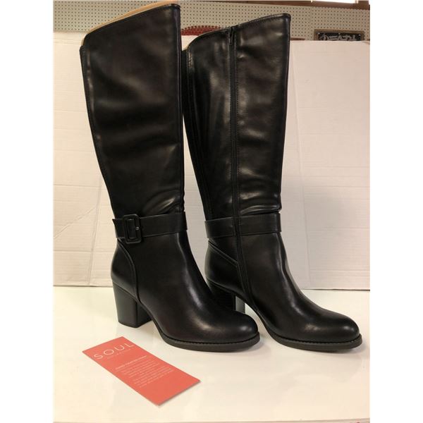 SOUL Black Leather Ladies Boots - Size 9W - New in box - Amazon Return