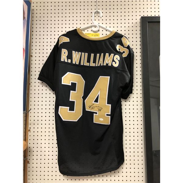 Signed R. Williams Football Jersey # 34 with JSA Certificate of Authenticity Sticker