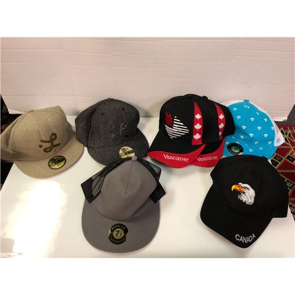 Box of Collectible Baseball Hats - group of 7