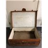 Image 3 : Leather Steamer Trunk - approx. 30in x 19in x 12in