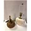 Image 2 : Two Vintage Lamp Bases - one Cork and the other ceramic with leaf pattern