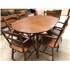 Image 3 : Vintage Maple Dining Room Set with 6 Armchairs - includes Leaf - Table Size is 40in x 40in (leaf is
