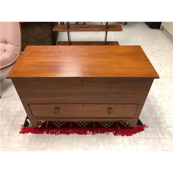 Vintage Maple Chest with Drawer - Great Condition - approx. 40in x 18in x 26 1/2in on wheels