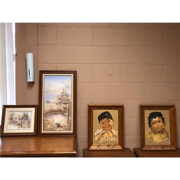 Two Original Framed Countryside Farm Paintings - largest is approx. 16inx 28in and Two First Nations