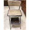 Image 7 : Group of 3 - one Vintage Folding Step stool, one upholstered chair and One Bar stool