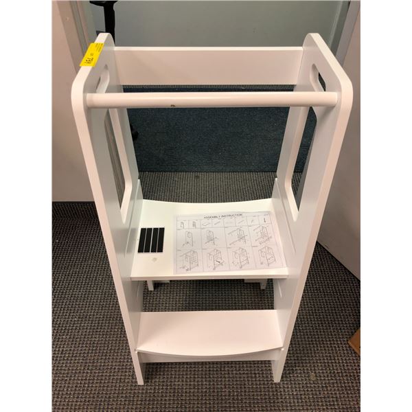 Children's Step Stool with Protective Rail - White (helpful when helping in the kitchen at the count