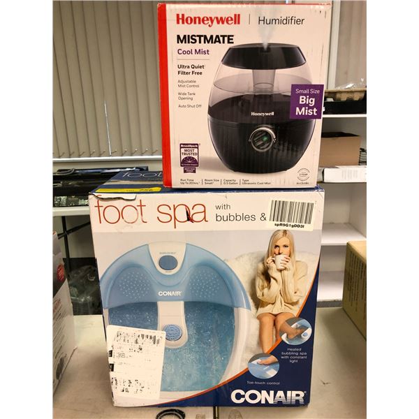 Conair Foot Spa with bubbles and heat plus Honeywell Mistmate Humidifier