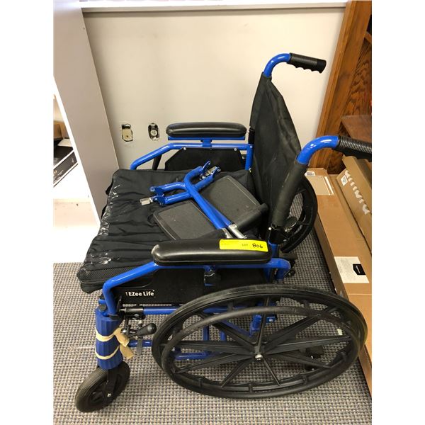 Blue Wheelchair with ROHO Cushion and Foot Supports - Estate Item