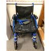 Image 2 : Blue Wheelchair with ROHO Cushion and Foot Supports - Estate Item