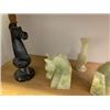 Image 3 : Group of Assorted Stone Figures - Two Large White and Black Chess Pieces, two Horsehead Bookends and
