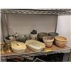 Image 1 : Shelf Lot of Household Items - Pots, Bakeware, Candleholders, Vintage Chip & Dip plus more