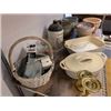 Image 3 : Shelf Lot of Household Items - Pots, Bakeware, Candleholders, Vintage Chip & Dip plus more