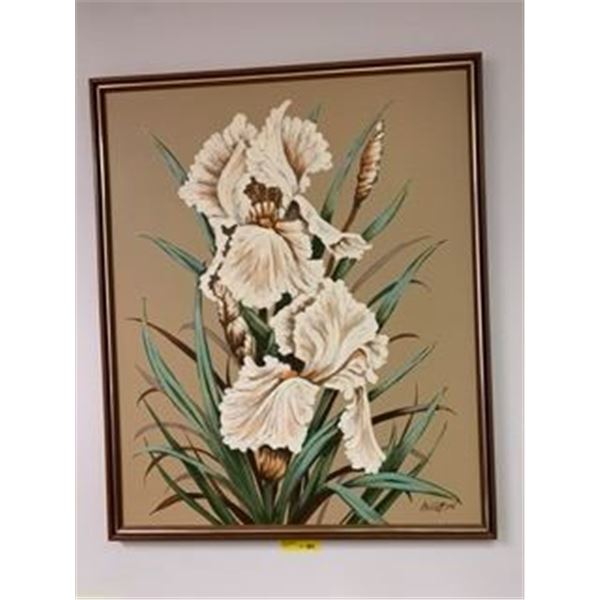 Large Original Painting of Lilies by Andersan - approx. 46in x 38in