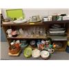 Image 1 : Shelf Lot of Misc. Estate Kitchenware Items (shelf not included) Glassware, Pitchers, Vintage Servin