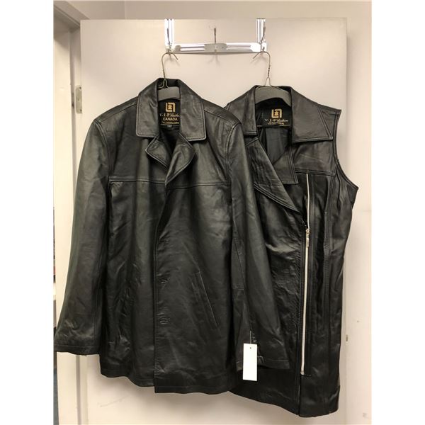 Two Black Leather Pieces - from VIP Leathers Canada - Fine Lambskin - Medium Blazer Jacket and Large