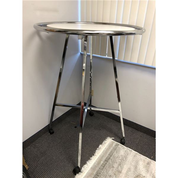 Round Display Rack with white shelf above