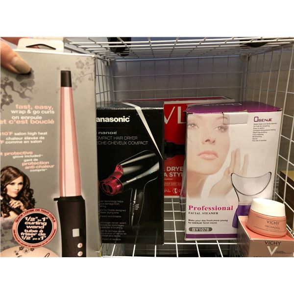 Group of Personal Care Items - Facial Steamer, Vichy Lotion, Panasonic Compact Hair Dryer, Remington