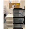 Image 1 : Group Lot of Plastic Stackable Storage Containers and Studio Cart