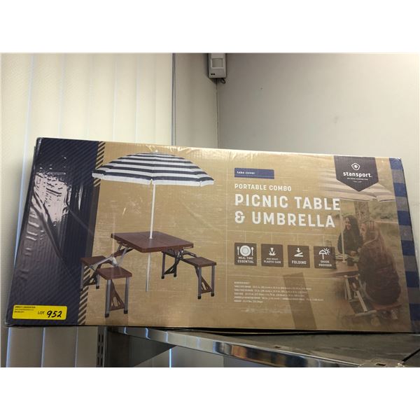 Portable Combo Picnic and Umbrella Table